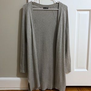 Verve Ami Light Grey Long Sleeve Ribbed Cardigan